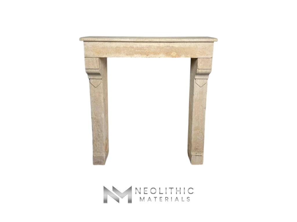 French Antique 19th Century Limestone Mantle